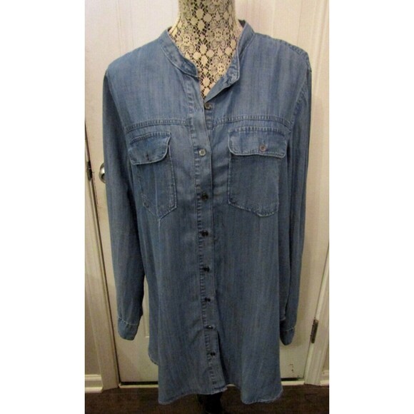Velvet Heart Shirt NWT Blue Denim Blouse Button Front Womens Size L - Picture 1 of 7